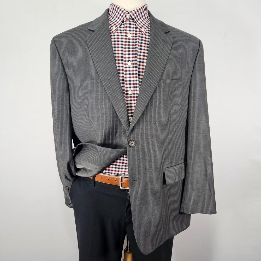 Ralph Lauren Men's Sport Coat Blazer Two Button Gray Pin Striped Wool size 46S